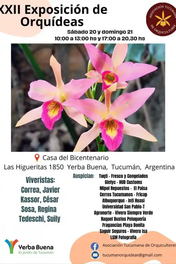 La 22ª Exposición de Orquídeas se llevará a cabo este fin de semana en Yerba Buena