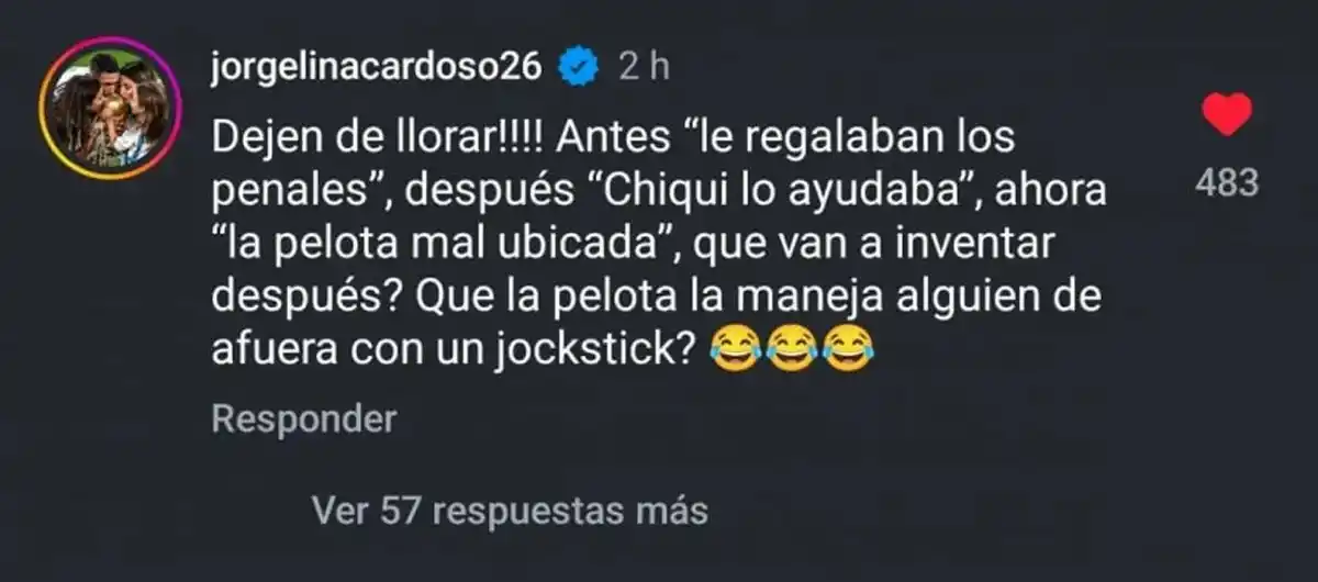 Jorgelina Cardoso defendió a Di María tras su gol olímpico: “¿Qué van a inventar después?”