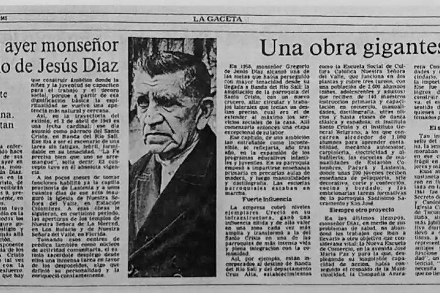 EN LA GACETA. Así se publicó la noticia de su fallecimiento.