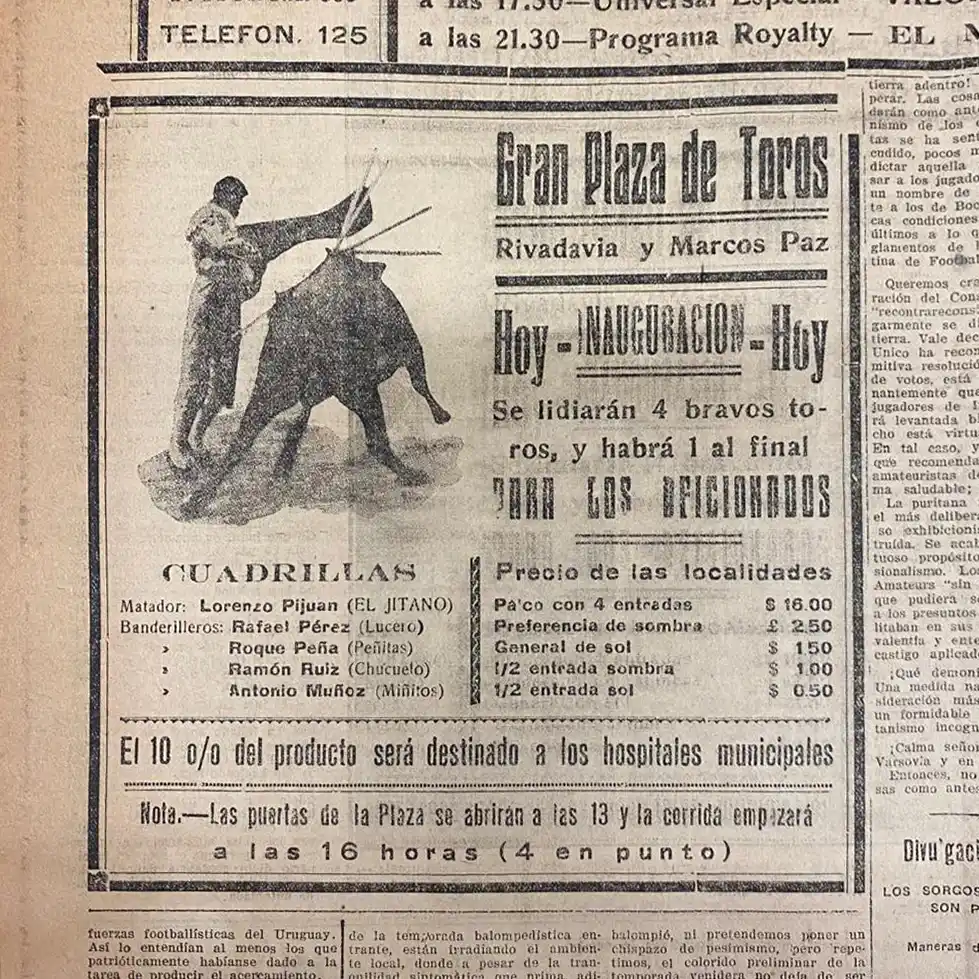 Recuerdos fotográficos: 1923. Corridas de toros en Barrio Norte