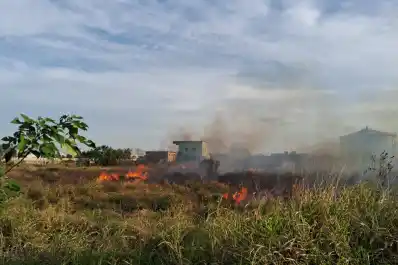 Quema de pastizales: el fuego se acercó a una planta de la SAT en Los Vázquez y hubo riesgo de explosión