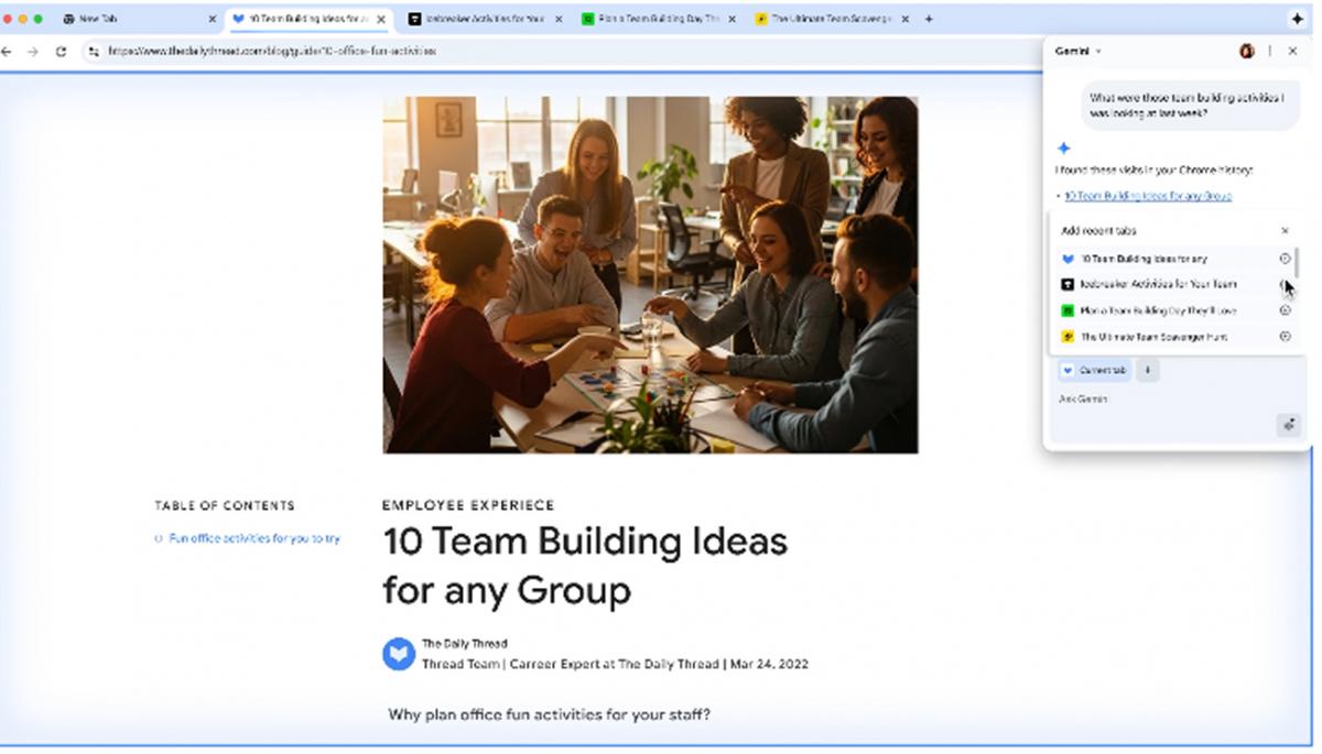 Google integra la inteligencia artificial de Gemini en su navegador Chrome