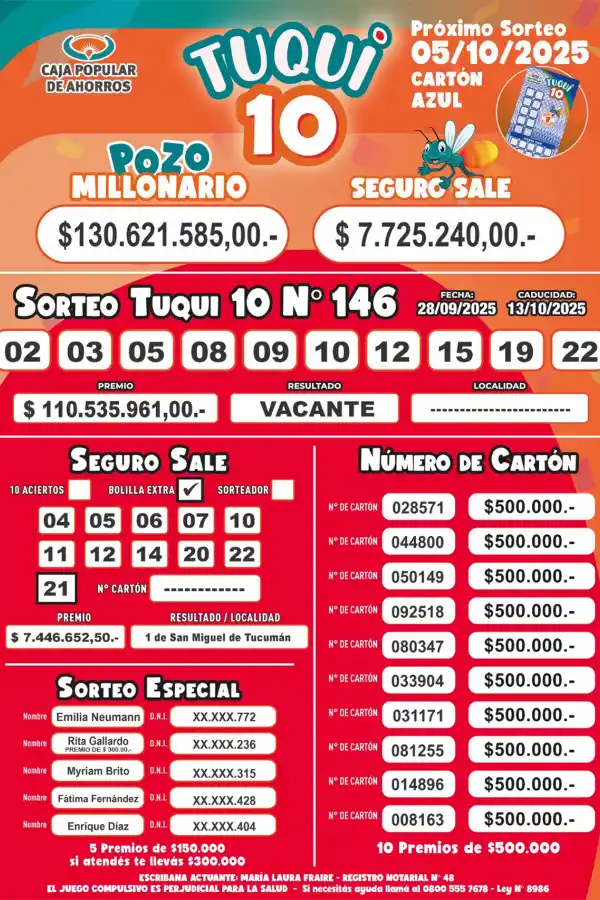 Tuqui 10: ¿cómo salió el sorteo del domingo 28 de septiembre?