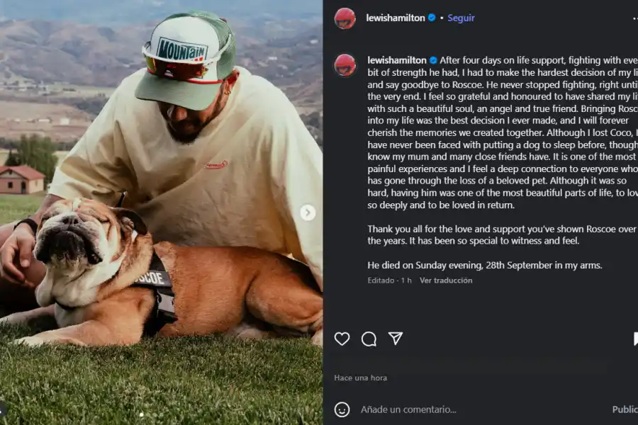 ¿De qué murió Roscoe, el mejor amigo de Lewis Hamilton?