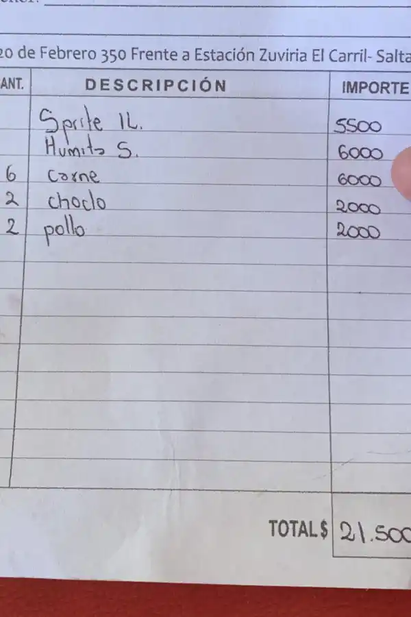 Pidió 10 empanadas en Salta, mostró el ticket y sorprendió por lo que gastó