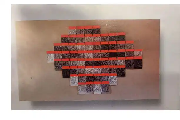 “LA QUEMA”. Acrílico y collage sobre papel.