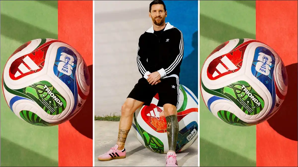 MOMENTO MUNDIALISTA. Messi posó con la nueva “Trionda”, la pelota con la que la Selección iniciará su defensa del título en 2026.