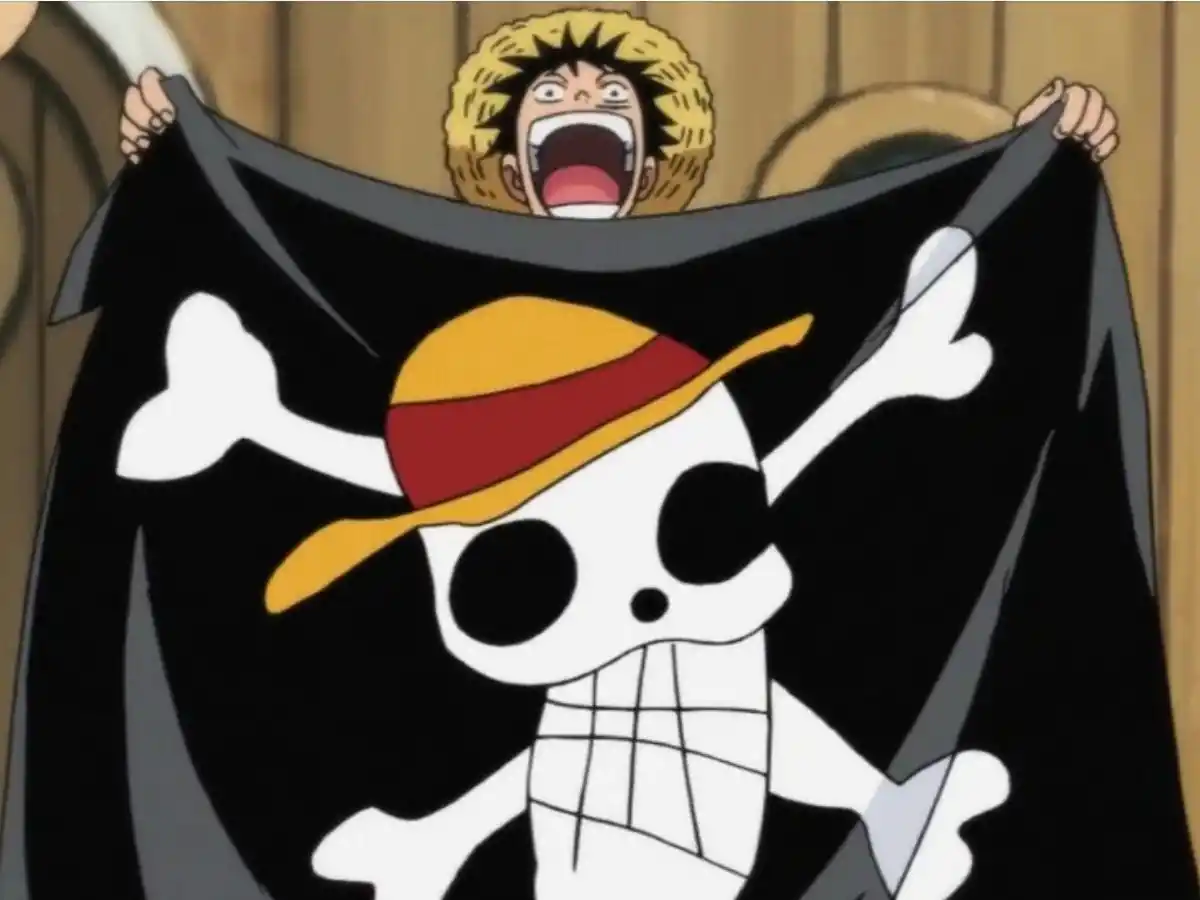 EN EL ANIME. Luffy, protagonista de One Piece, muestra el primer Jolly Roger a la tripulación. / ONE PIECE