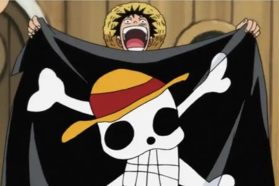 EN EL ANIME. Luffy, protagonista de One Piece, muestra el primer Jolly Roger a la tripulación. / ONE PIECE