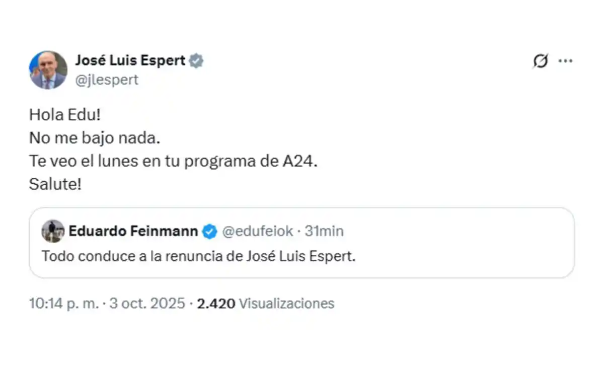 Tras reunirse con Milei, Espert ratificó su candidatura a diputado: “No me bajo nada”