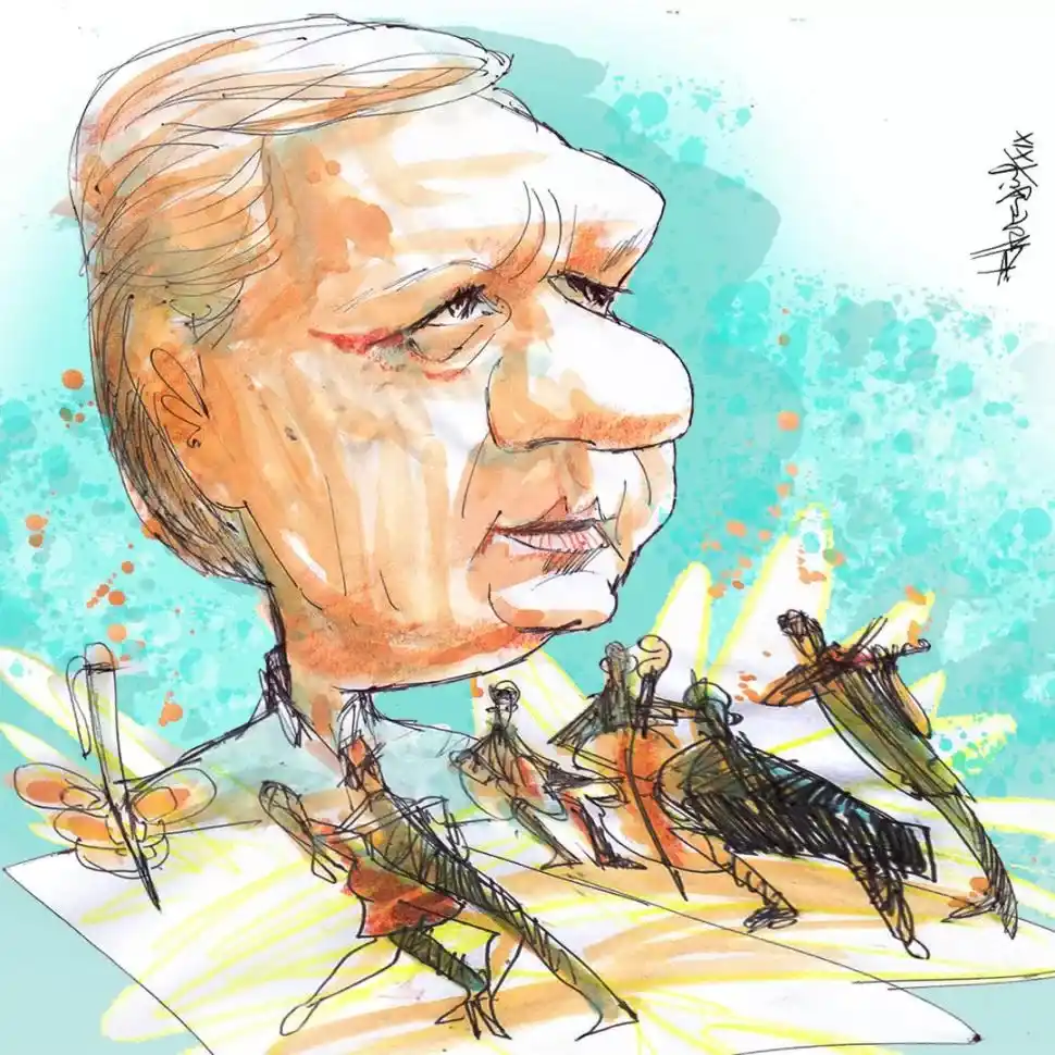 ORIGINAL DE NUESTRO DIARIO. Rubén Cruz, dibujado por Ricardo Heredia cuando editó su disco de tangos.