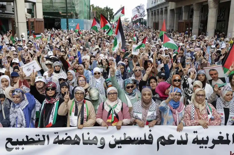 RECHAZO. En las calles de Rabat sonó el reclamo contra la normalización de relaciones entre Marruecos e Israel.