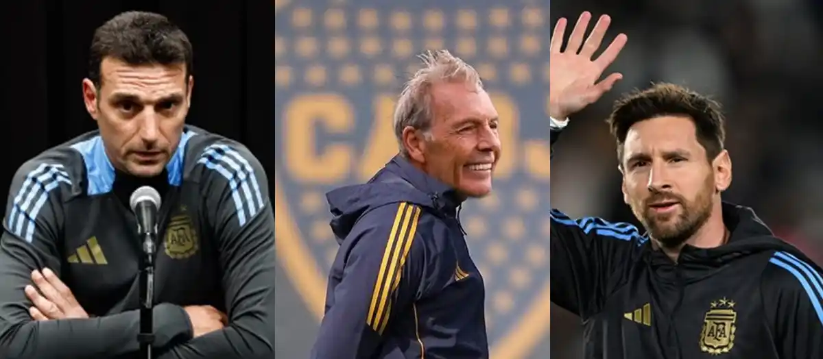 RECONOCIMIENTO. Messi y Scaloni expresaron su respeto y admiración por Miguel Ángel Russo desde la concentración en Miami.