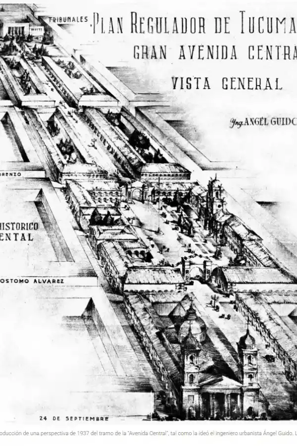 PROYECTO. Reproducción de una perspectiva de 1937 del tramo de la avenida, tal como la ideó Ángel Guido.
