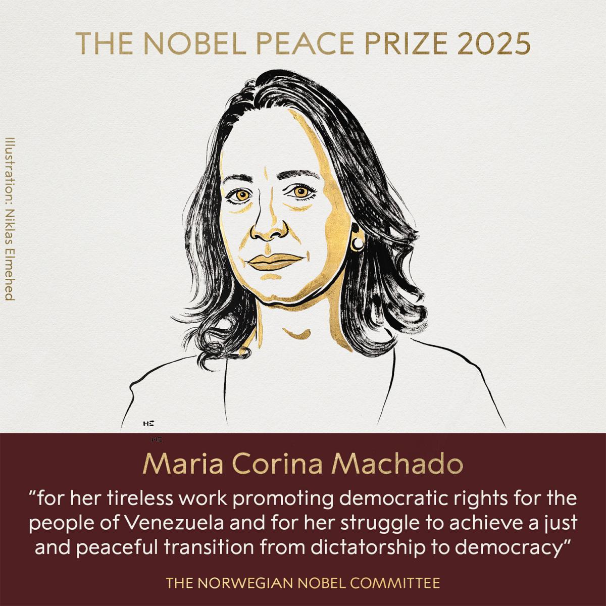 El premio Nobel de la Paz 2025 fue para María Corina Machado