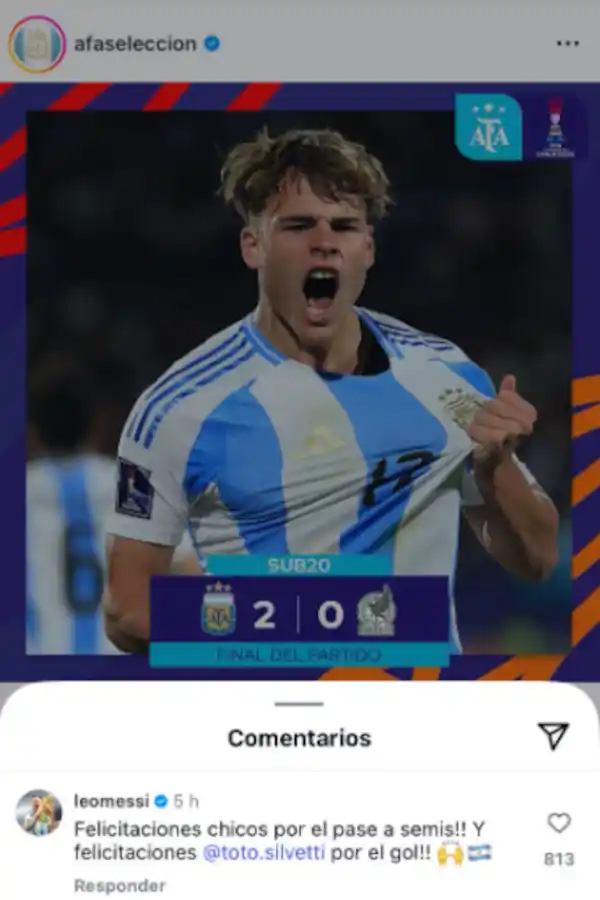 Lionel Messi le mandó un mensaje a la Selección Argentina Sub-20 y felicitó a un jugador en particular