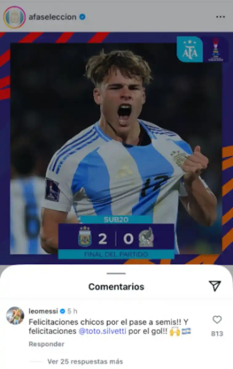 Lionel Messi le mandó un mensaje a la Selección Argentina Sub-20 y felicitó a un jugador en particular