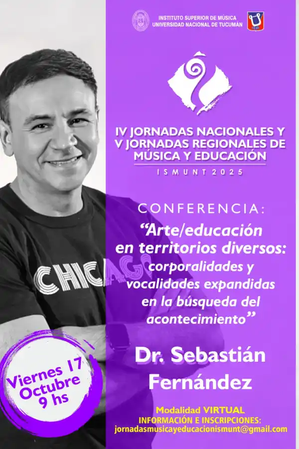 El Instituto Superior de Música de la UNT abre la convocatoria para sus IV Jornadas Nacionales y V Regionales de Música y Educación