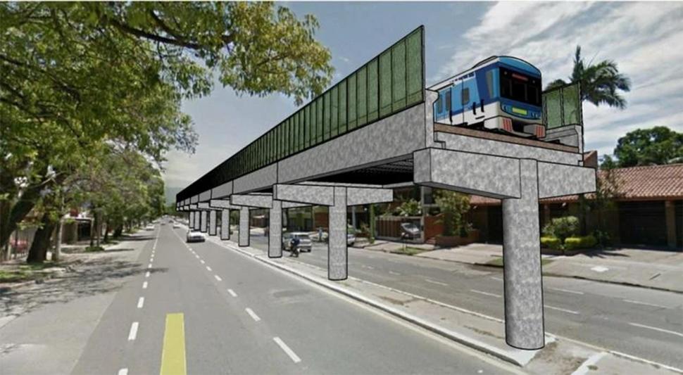 UNA ILUSIÓN. Un tren en las alturas, y abajo la avenida Mate de Luna.