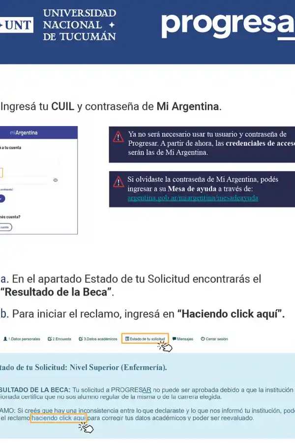 ETAPA DE RECLAMO. El paso a paso para corregir tus datos de la solicitud de la Beca Progresar.