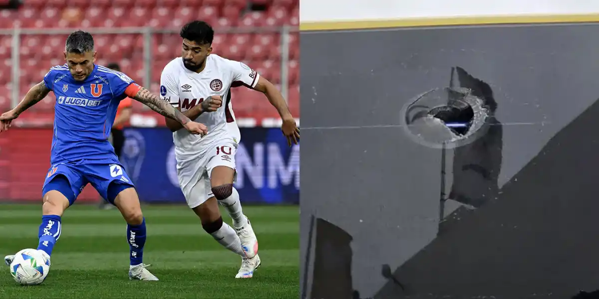 VIOLENCIA EN SANTIAGO. El micro de Lanús fue apedreado por hinchas de la U de Chile antes del partido por la semifinal de la Sudamericana.