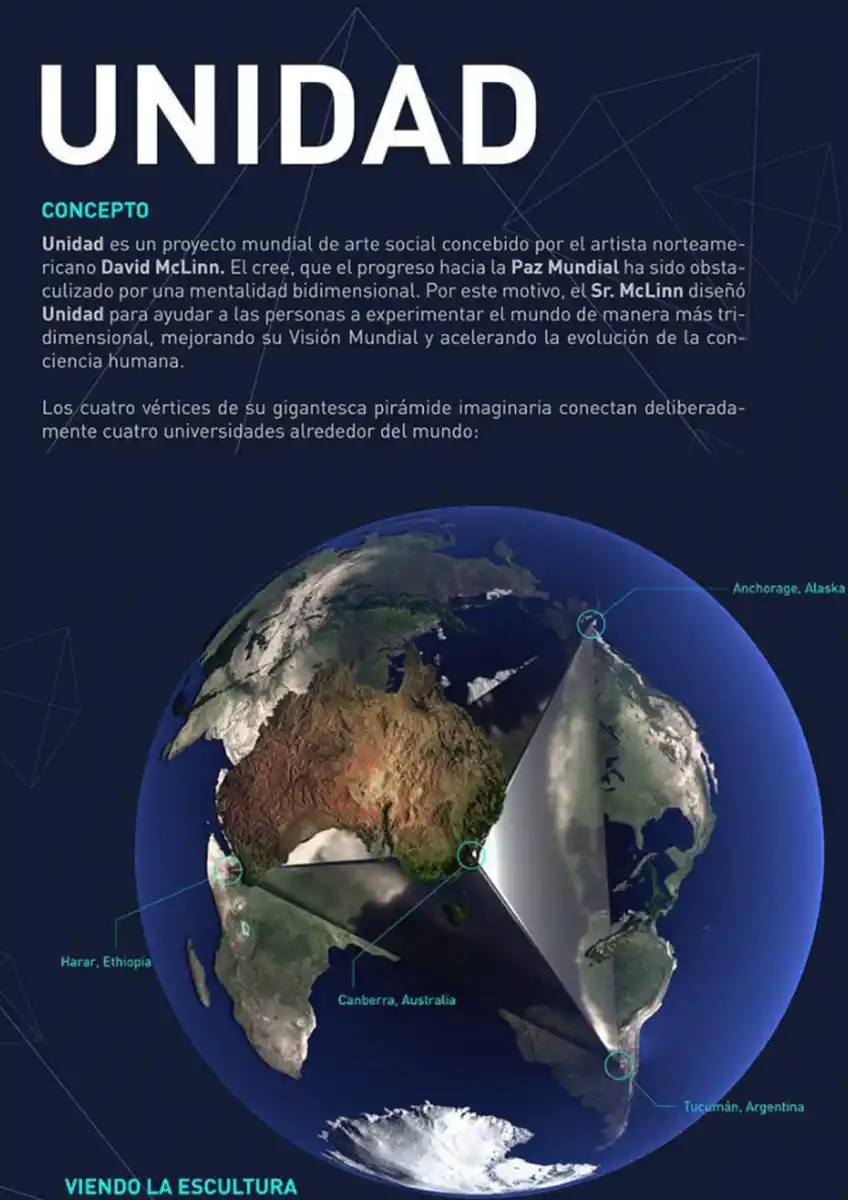 SU LEIT MOTIV. La obra ''Unidad''  fue ideada por el artista visual californiano David McLinn y cobró forma en Tucumán de la mano del escultor taficeño Atilio Roberto. / CORTESÍA UTN
