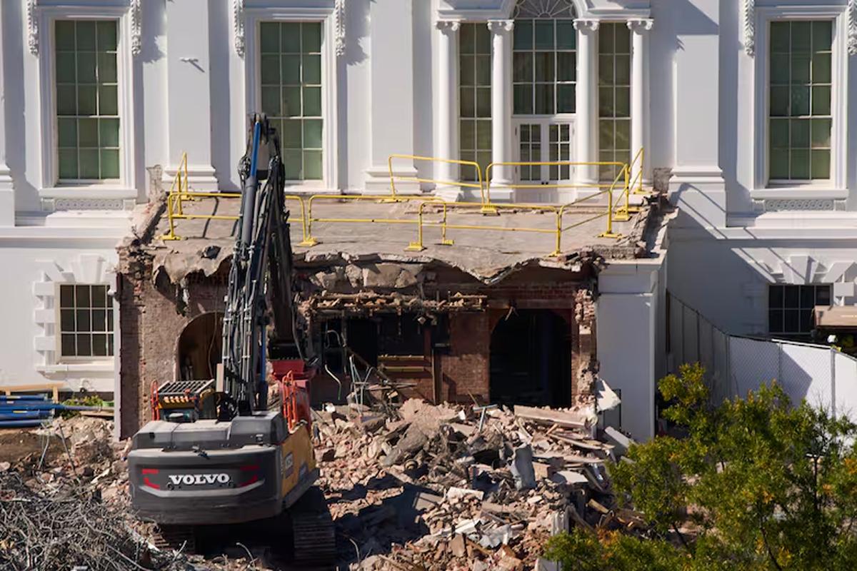 Así se ve la Casa Blanca después de la demolición de una de sus alas