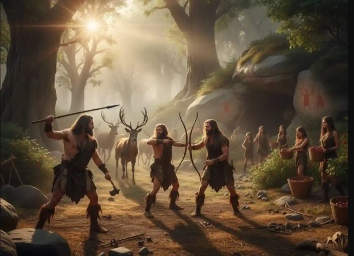 OTRA ÉPOCA. El ser humano debía cazar y cosechar para poder tener qué comer.