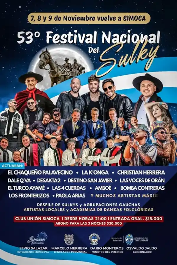 Llega la Fiesta Nacional del Sulky: cartelera de artistas y precio de las entradas