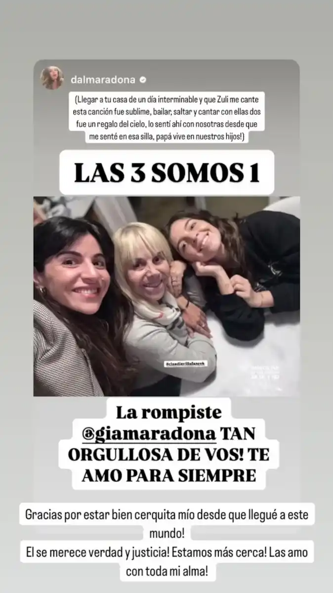 El homenaje de Dalma y Gianinna a Diego Maradona en el día en que hubiera cumplido 65 años