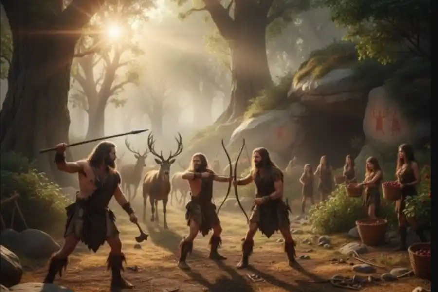 OTRA ÉPOCA. El ser humano debía cazar y cosechar para poder tener qué comer.