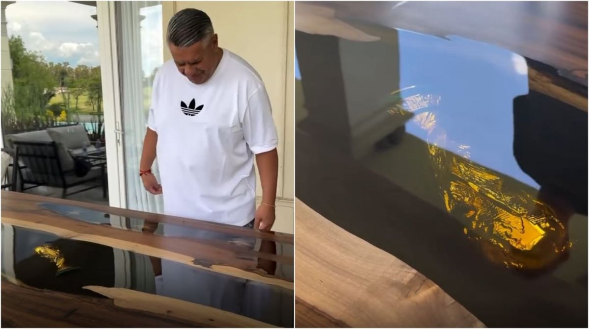 La mesa de "Chiqui" Tapia que es furor: una réplica de la Copa del Mundo y una promesa para el futuro