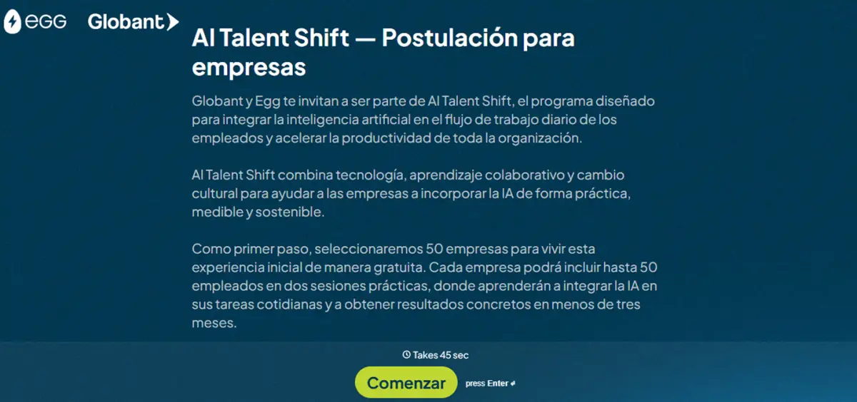 INTELIGENCIA ARTIFICIAL. Globant lanzó un programa gratuito para que empresas incorporen IA en sus procesos de trabajo.