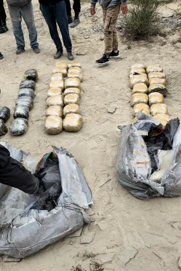 La droga de origen boliviana decomisada en Chuscha.