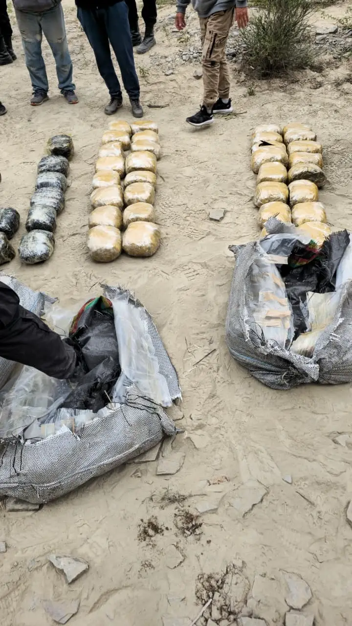 La droga de origen boliviana decomisada en Chuscha.