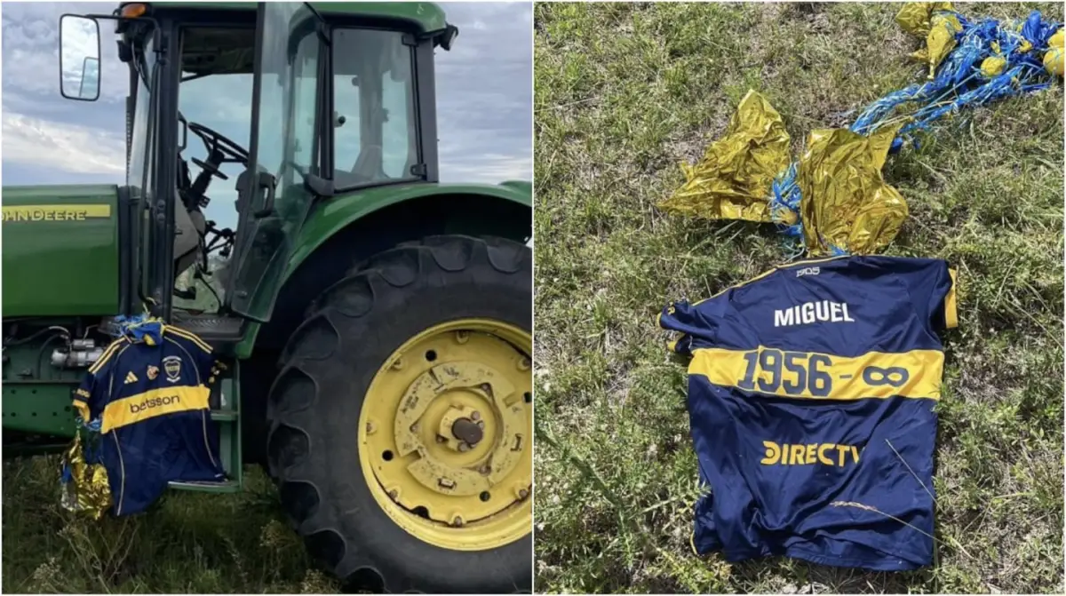 Llegó hasta Uruguay: la camiseta de Miguel Ángel Russo que Boca soltó al cielo apareció en Cañada Nieto