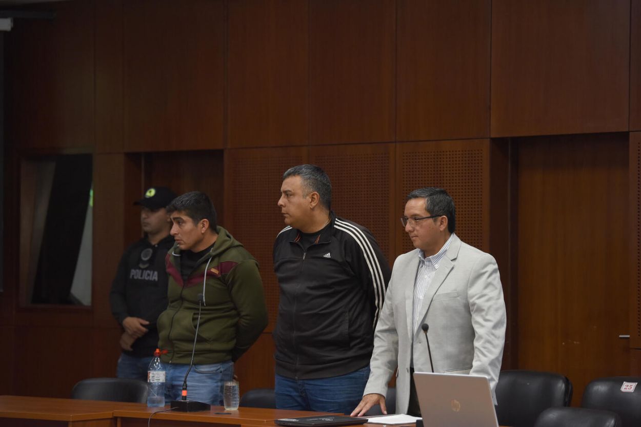 LOS ACUSADOS. Osvaldo Teseira, Luis Trejo y Gustavo Beltán durante un momento de la audiencia.