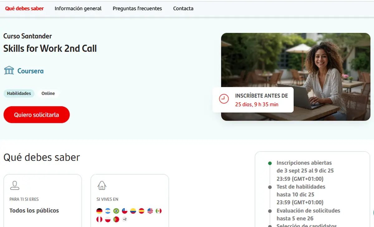 PARA FORMARTE SIN PAGAR. La iniciativa ofrece acceso sin costo a 80 cursos internacionales en áreas muy demandadas. / CAPTURA DE PANTALLA