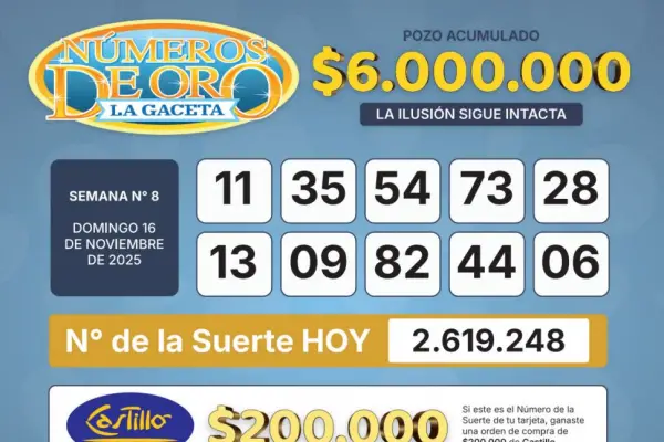Los Números de Oro de LA GACETA del 16 de noviembre de 2025