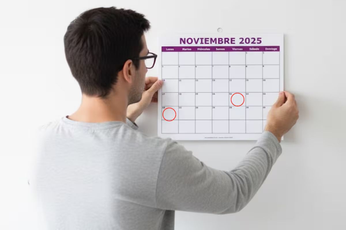 Calendario con fecha marcada: viernes 21 de noviembre