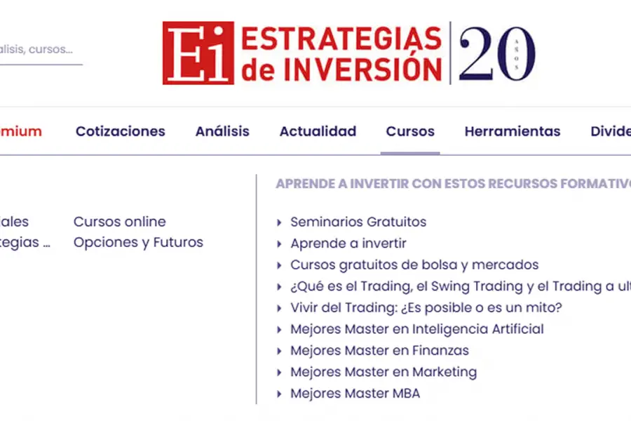 FORMACIÓN PARA ENTENDER EL MERCADO. La página tiene cursos online sin costo que enseñan desde análisis técnico hasta cómo armar una cartera de acciones basada en ganancias recurrentes. / CAPTURA DE PANTALLA