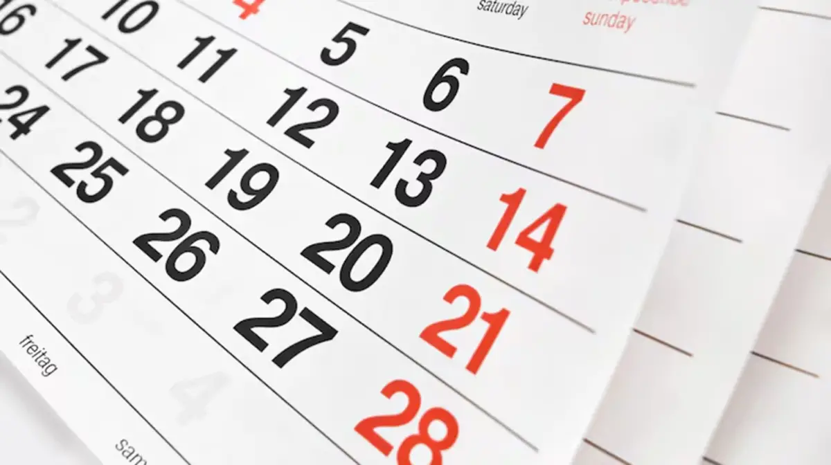 Calendario de un fin de semana extra-large