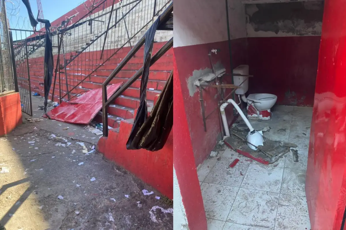 LAMENTABLE. Así quedaron las instalaciones de San Martín, tras la final de la Liga Tucumana.