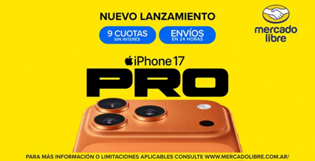 Mercado Libre lanza el iPhone 17 con entregas en 24 horas, 9 cuotas sin interés y plan canje