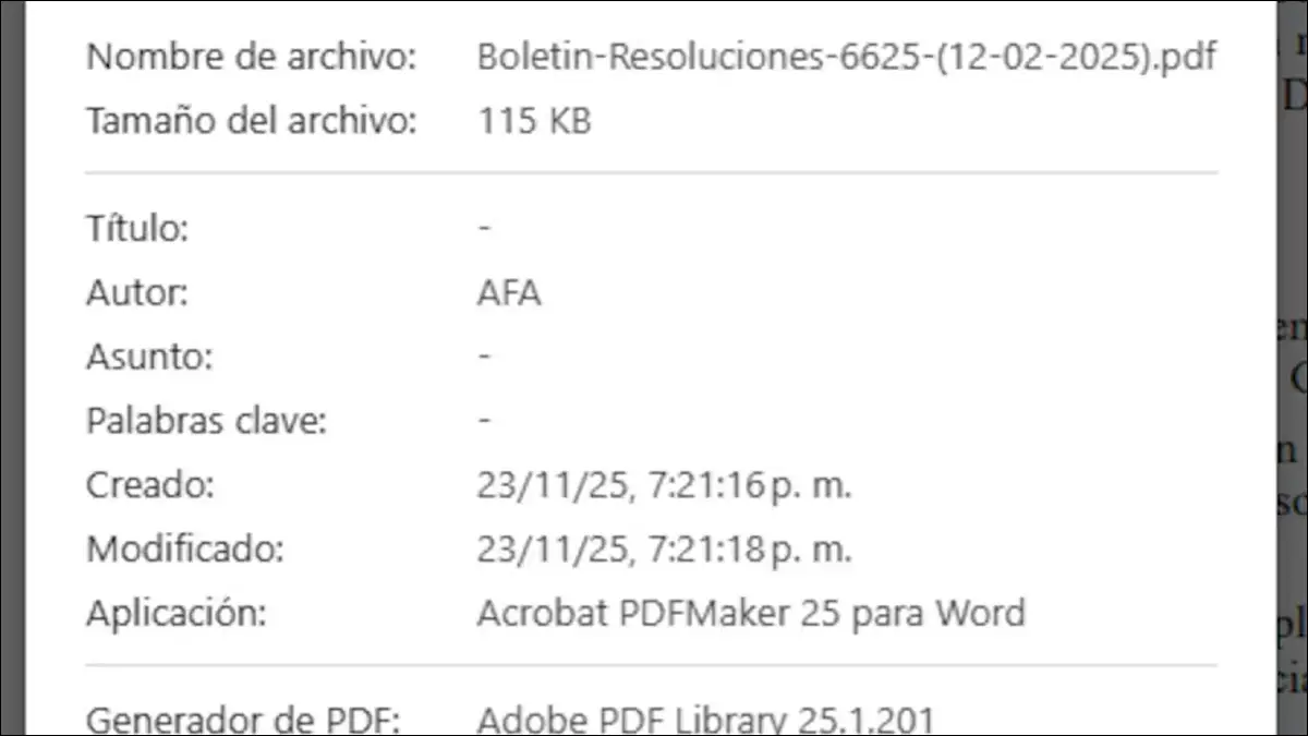 PDF BAJO SOSPECHA. El Boletín 6625 quedó en el centro de la polémica por la fecha real de creación del archivo y su posible uso para fundamentar sanciones contra Estudiantes.