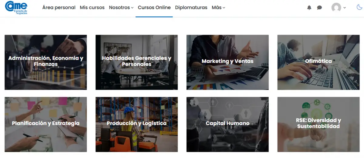 CAPACITACIONES. La Escuela de Negocios CAME, por medio de su plataforma de e-learning ofrece cursos online focalizados en áreas claves para Pymes