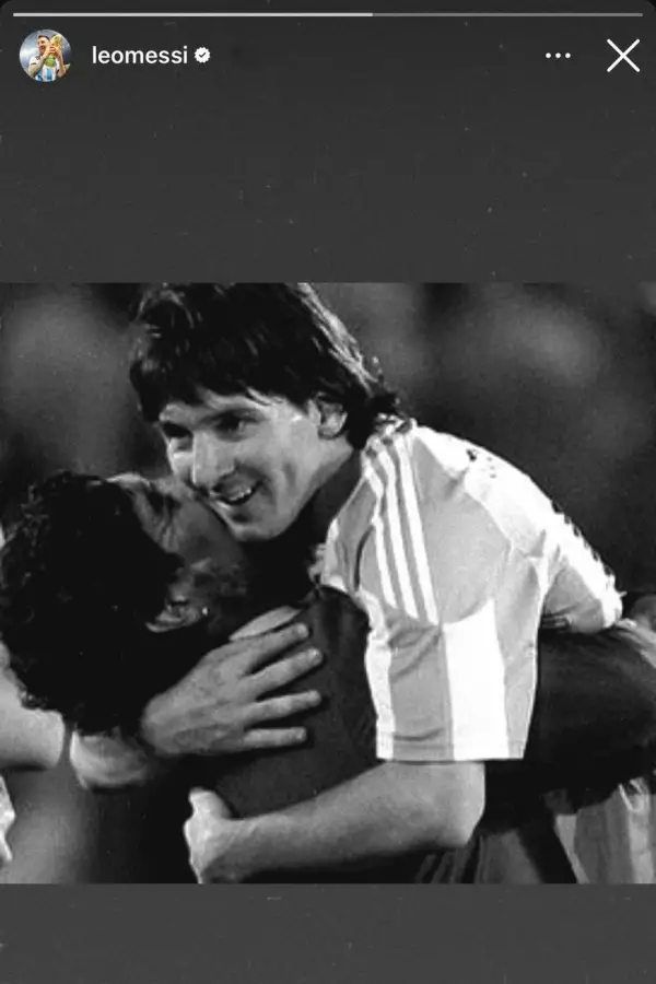 La imagen elegida por Messi para homenajear a Diego Maradona en el quinto aniversario de su muerte