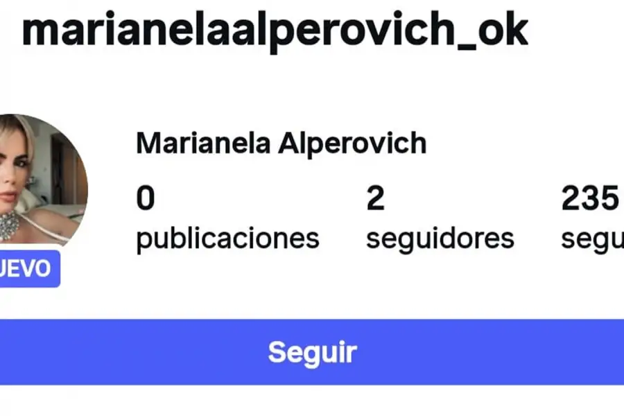 Este sería el nuevo perfil de Marianela Mirra en Instagram