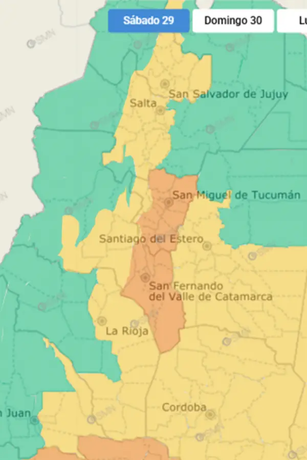 Mapa del Servicio Meteorológico Nacional