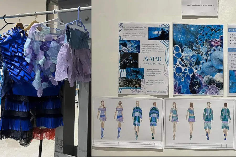 DISEÑO TEXTIL. Una de las producciones retomó la estética y la paleta de Avatar para crear una propuesta conceptual de indumentaria.